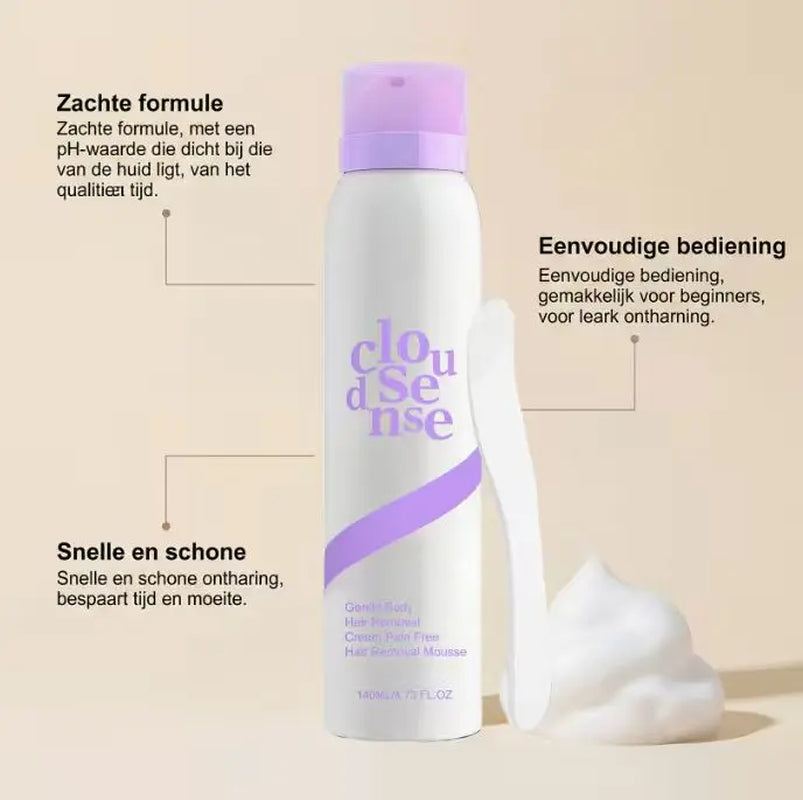 Hair Removal Mousse for Sensitive Skin, Aloe & Hyaluronic Acid Formula, Gentle Hair Removal Cream for Arms, Leg