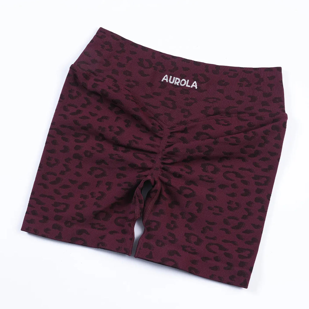 AUROLA Leopard Workout Shorts for Women,Gym Shorts Scrunch Butt Seamless Athletic Shorts Summervibes