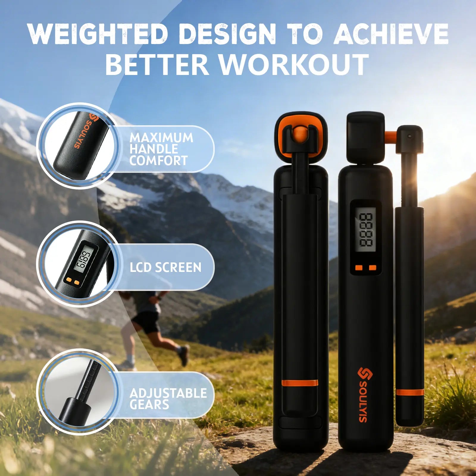 Soulyis Smart Cordless Jump Rope - Adjustable Weight & Speed, Digital Calorie Counter, LCD Display - Gym & Home Fitness Essential