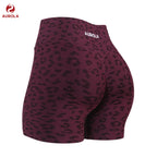 AUROLA Leopard Workout Shorts for Women,Gym Shorts Scrunch Butt Seamless Athletic Shorts Summervibes