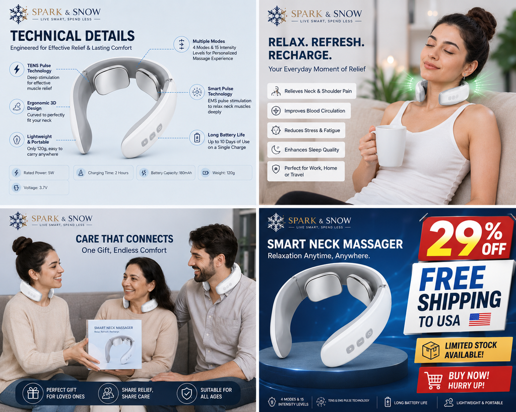 Intelligent Cervical Neck Shoulder Massager – Deep Relaxation & Heat, Pain & Stress Relief